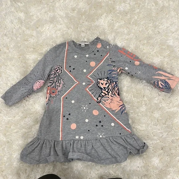 Kenzo kids girls tiger grey dress
